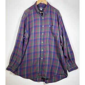 Vintage‎ Guess Georges Marciano Shirt Mens XL Blue Green Plaid Button Up USA 90s